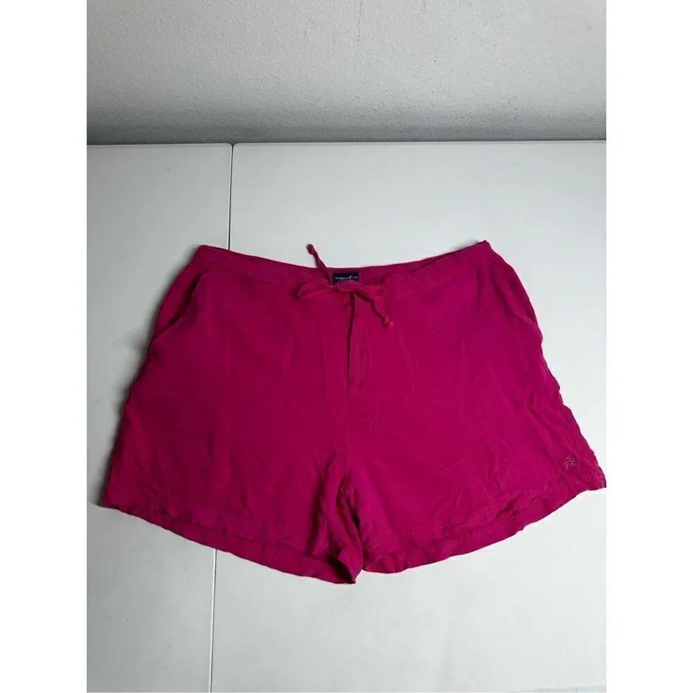 Caribbian Joe Fuchsia Pink Rayon Shorts Elastic Waistband Size XL Barbiecore